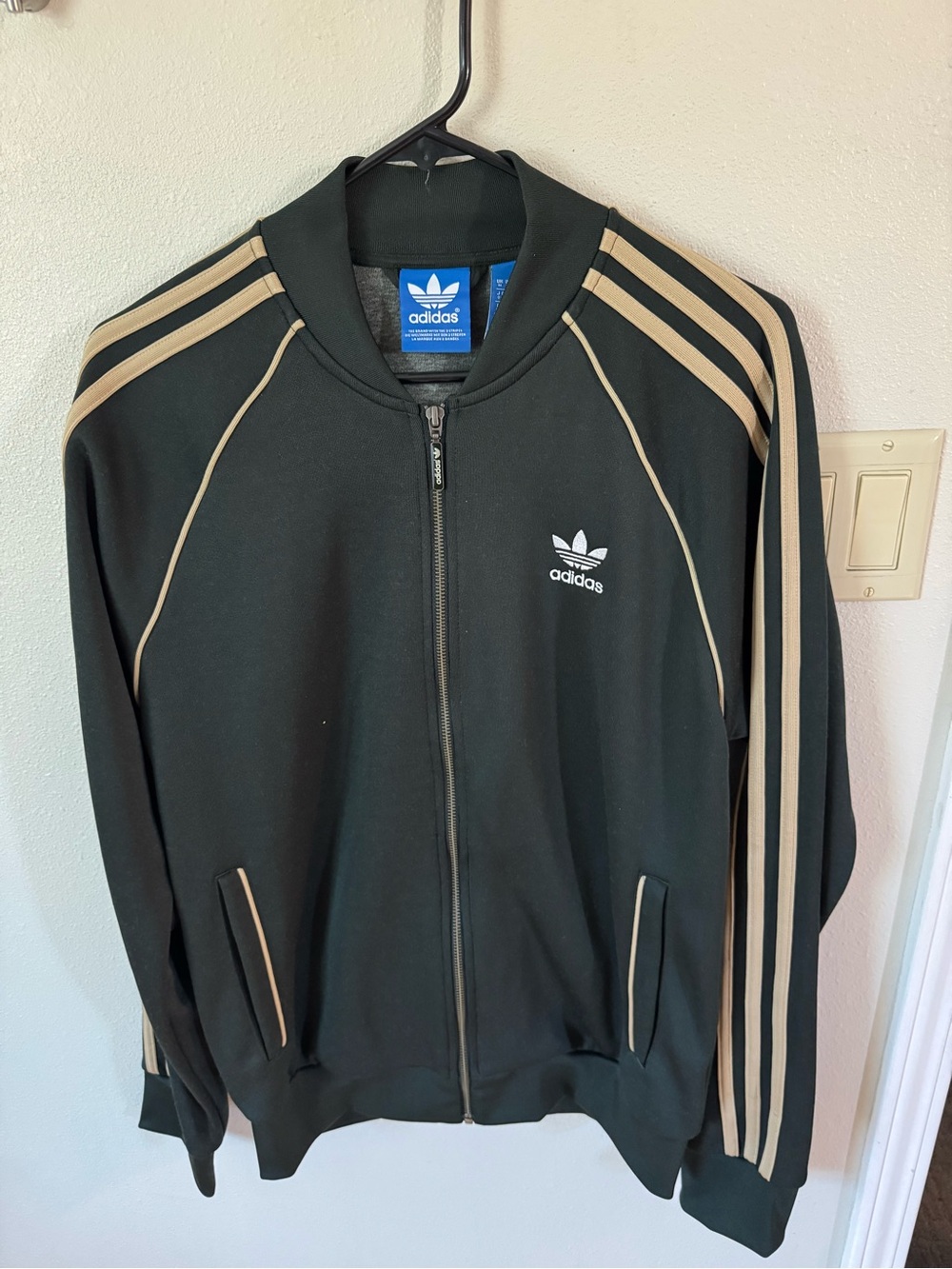 adidas Black Track Jacket with Tan Stripes